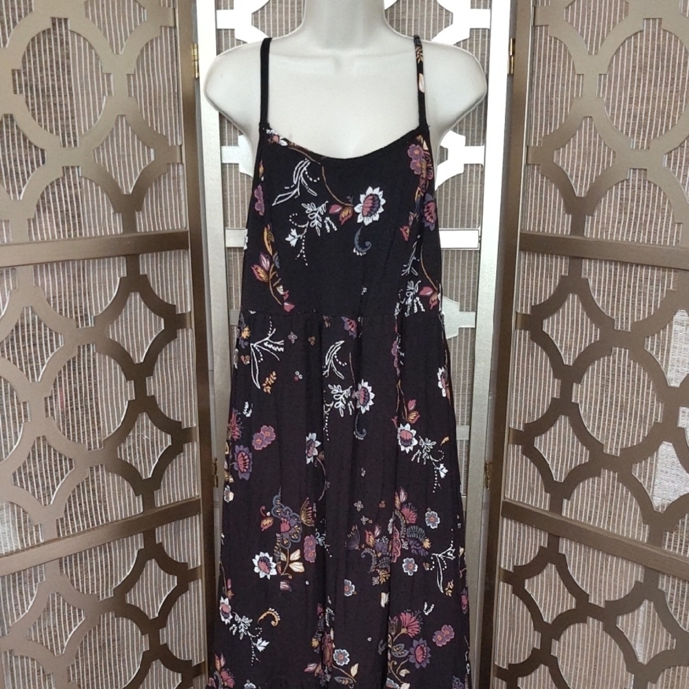 Chic Black Floral Maxi Dress Torrid Size 1